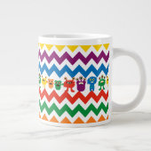 Colorful Fun Monsters Cute Chevron Striped Pattern Grote Koffiekop (Rechts)