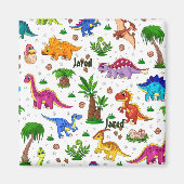 Colorful Fun Name Seamless Pattern Dinosaur Magneet (Voorkant)