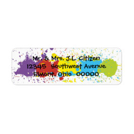 Colorful Fun Paint Splash Return Address Label
