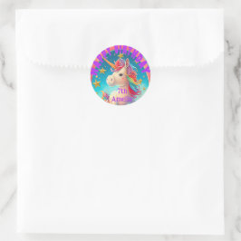 Colorful Fun Personalized Unicorn Thaise Partij Ronde Sticker