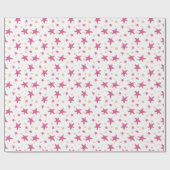 Colorful Fun Pink Stars and Yellow Circles Party Cadeaupapier (Vlak)
