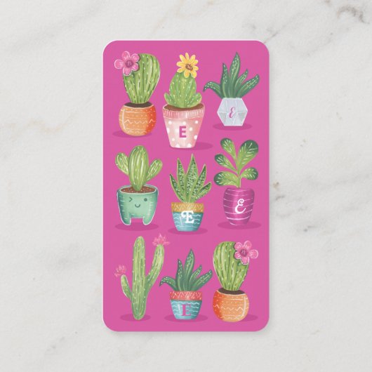 Colorful Fun Potted Planten & Cactus Houseplant Visitekaartje (Achterkant)