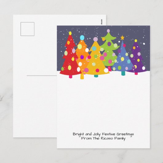 Colorful Fun Rainbow kerstbomen Feestdagenkaart (Voorkant / Achterkant)