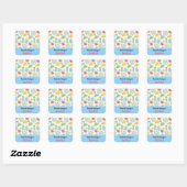 Colorful Fun School Science Pattern gepersonalisee Vierkante Sticker (Vel)