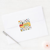 Colorful Fun School Supplies Pattern Vierkante Sticker (Envelop)