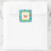 Colorful Fun School Supplies Pattern Vierkante Sticker (Tas)