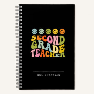 Colorful Fun Second Grade Teacher Custom Name Notitieboek