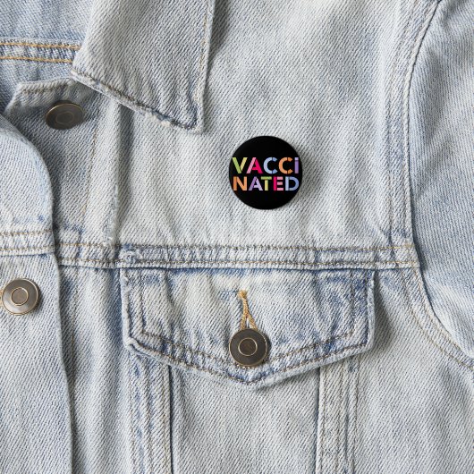Colorful Fun Vaccinated Badge Button (In situ)