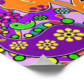 Colorful Funky Flowers Retro Paisley Hippie Poster (Hoek)