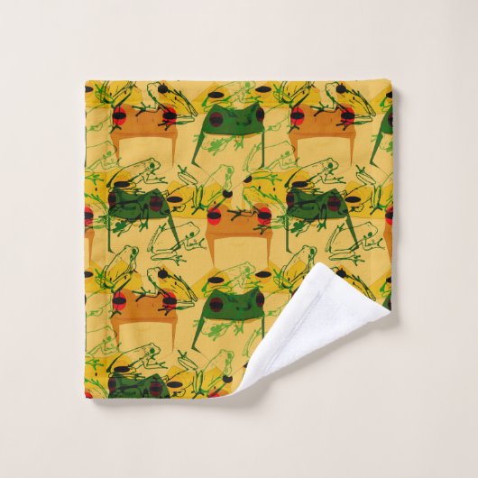 Colorful Funky Frogs Bad Handdoek (Wasdoekje)