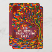 Colorful Funky Herfst Tree Thanksgiving Meetup Par Kaart (Voorkant / Achterkant)