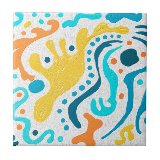 Colorful Funky Modern Abstract Tegeltje (Voorkant)