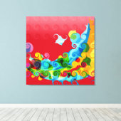 Colorful Funky Retro Swirl Abstracte kunst schilde Canvas Afdruk (Insitu (Houten vloer))