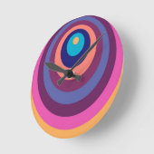 Colorful Funky Stripes Modern Geometric Pattern Ronde Klok (Hoek)