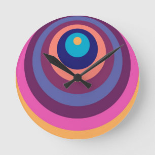 Colorful Funky Stripes Modern Geometric Pattern Ronde Klok