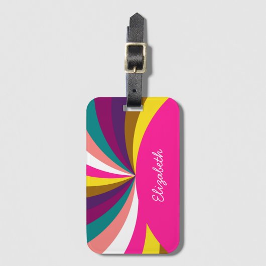 Colorful Funky Stripes Pattern Bagagelabel (Voorkant (verticaal))