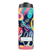 Colorful Funky Swirl Pattern met naam Thermosbeker (Voorkant)