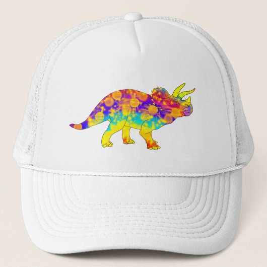 Colorful Funky Triceratops Cute Dinosaur Art Trucker Pet (Voorkant)