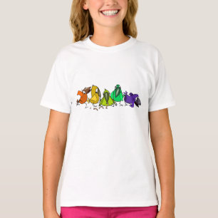 Colorful Funny Birds - Painting - Fun T-shirt
