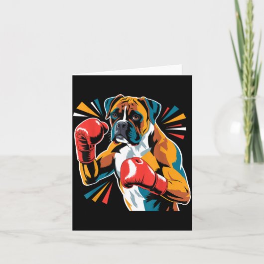 Colorful Funny Boxing Dog Lovers Kickboxing Boxer  Kaart (Voorkant)