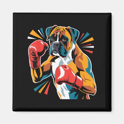 Colorful Funny Boxing Dog Lovers Kickboxing Boxer  Magneet (Voorkant)