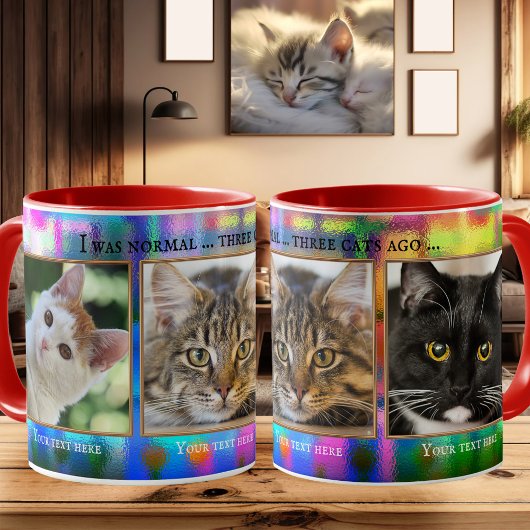 Colorful Funny Cats Custom Photo Mok
