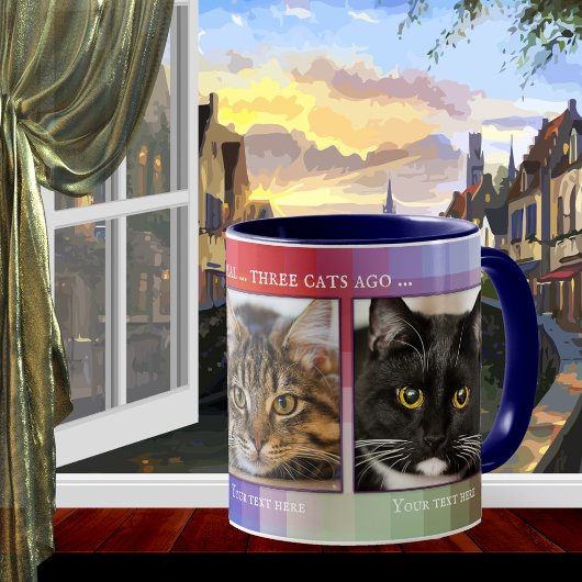 Colorful Funny Cats Custom Photo Mok