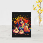 Colorful Funny Chicken Art  Kaart (Gele Bloem)