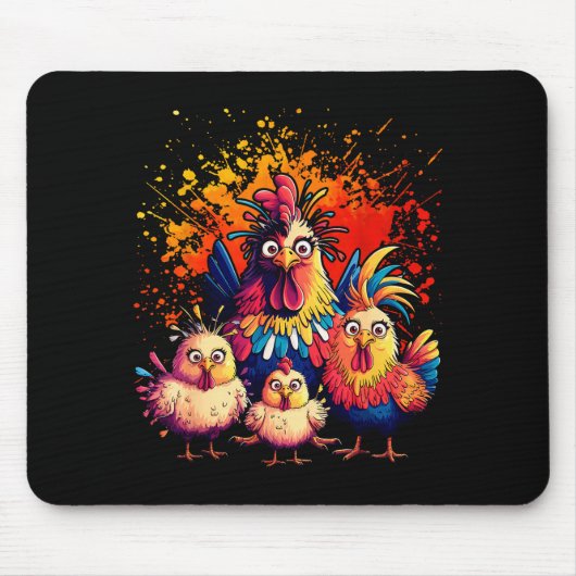 Colorful Funny Chicken Art Muismat (Voorkant)