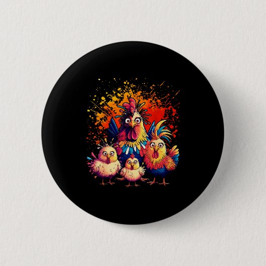 Colorful Funny Chicken Art Ronde Button 5,7 Cm (Voorkant)
