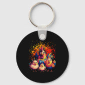 Colorful Funny Chicken Art  Sleutelhanger (Voorkant)