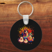 Colorful Funny Chicken Art  Sleutelhanger (Voorkant)