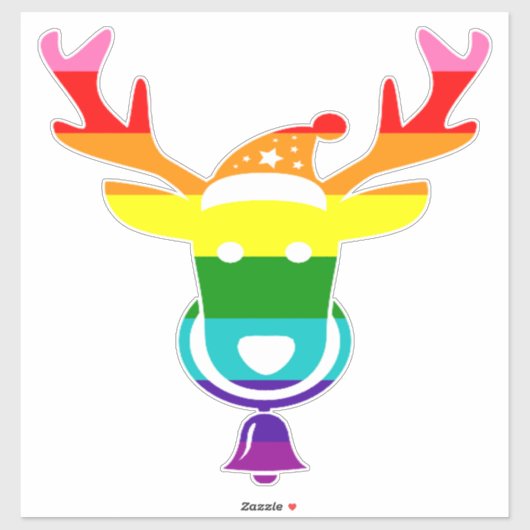 Colorful Funny Cute Reindeer Pride Kerstmis Sticker (Vel)