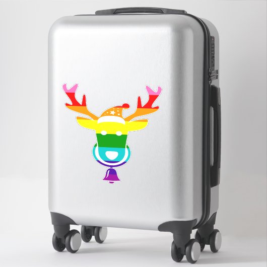Colorful Funny Cute Reindeer Pride Kerstmis Sticker (Koffer)