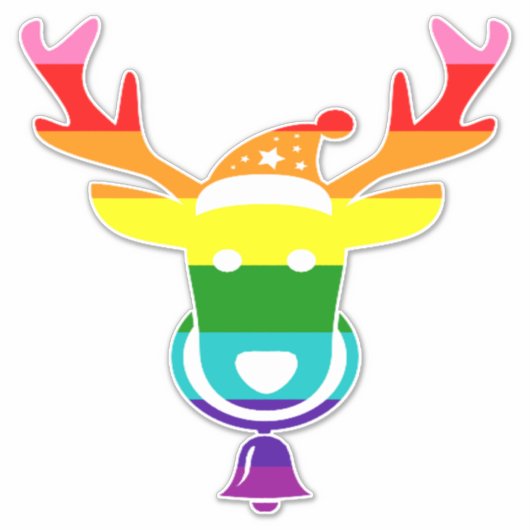 Colorful Funny Cute Reindeer Pride Kerstmis Sticker (Voorkant)
