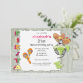 Colorful Funny Fiesta Birthday Uitnodiging (Staand voorkant)