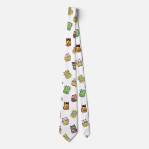 Colorful Funny Funky Cats Pattern Stropdas