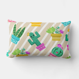 Colorful Funny Kawaii Cactus & Succulents Kussen