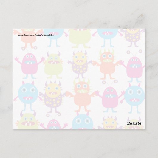 Colorful Funny Monster Party Creath Bash Briefkaart (Achterkant)