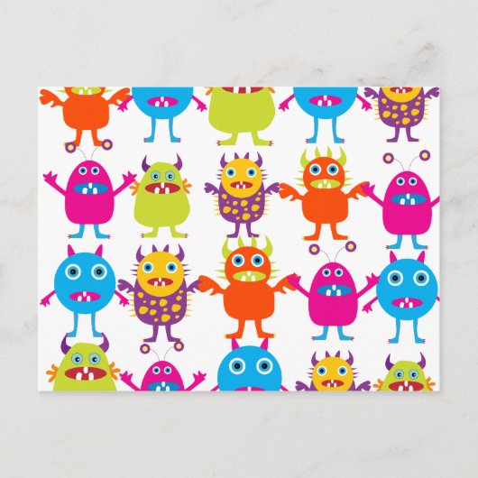 Colorful Funny Monster Party Creath Bash Briefkaart (Voorkant)