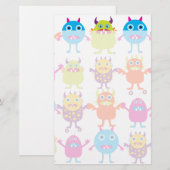 Colorful Funny Monster Party Creath Bash Briefpapier (Voorkant / Achterkant)