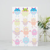 Colorful Funny Monster Party Creath Bash Briefpapier (Staand voorkant)