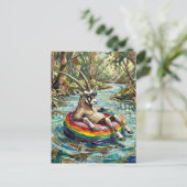 Colorful Funny Oryx on a Float Trip Briefkaart (Staand voorkant)