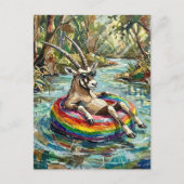 Colorful Funny Oryx on a Float Trip Briefkaart (Voorkant)