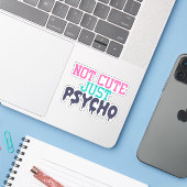 Colorful Funny Psycho Die Cut Sticker Decal (Laptop met iPhone)