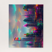 Colorful Futuristic City | Uitdagend hard Legpuzzel (Verticaal)