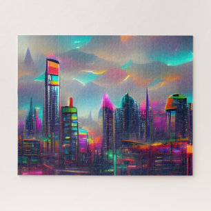 Colorful Futuristic City   Uitdagend hard Legpuzzel
