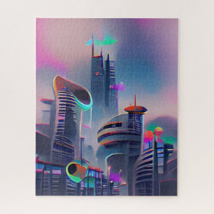 Colorful Futuristic City   Uitdagend hard Legpuzzel