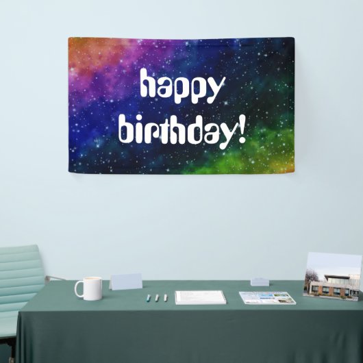 Colorful Galaxy Birthday Party Banner (Beurs)