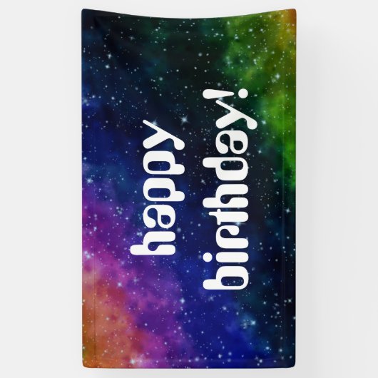 Colorful Galaxy Birthday Party Banner (Verticaal)